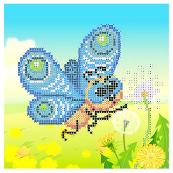 НР-4 Ткань с нанесенным рисунком и схемой для вышивания бисером 'Бабочка' 20*20 см