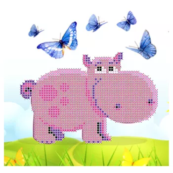 НР-6 Ткань с нанесенным рисунком и схемой для вышивания бисером 'Бегемотик' 20*20 см