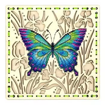 О-015 Набор для вышивания на деревянной основе 'На цветочной поляне'20*20см