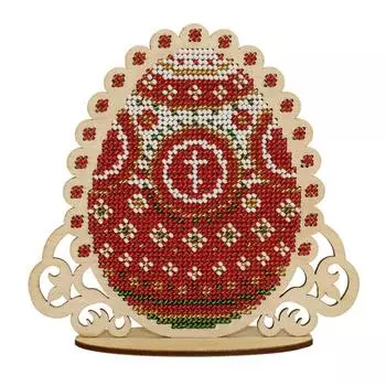 О-048 Набор для вышивания на деревянной основе 'Красное пасхальное яйцо' 13*14см