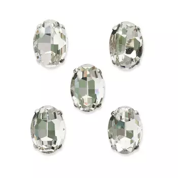 ОЦ001НН1014 Хрустальные стразы в цапах овальной формы, белый 10х14 мм, 5 шт