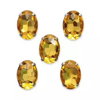 ОЦ004НН1014 Хрустальные стразы в цапах овальной формы, желтый 10х14 мм, 5 шт.