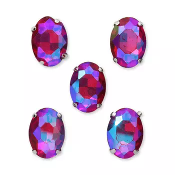 ОЦ006НН1014 Хрустальные стразы в цапах овальной формы, фуксия 10х14 мм, 5 шт.