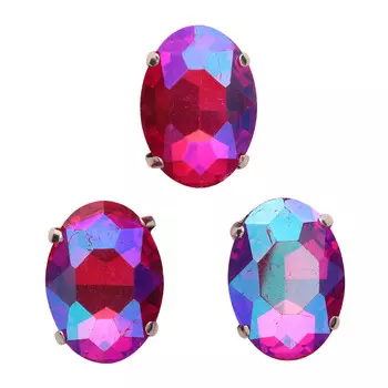 ОЦ006НН1318 Хрустальные стразы в цапах овальной формы, фуксия 13х18 мм, 3 шт.