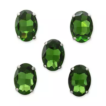 ОЦ008НН1014 Хрустальные стразы в цапах овальной формы, зеленый 10х14 мм, 5 шт.