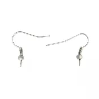 Основа для серег 'Крючок с бусиной', 18мм, 4шт/уп (никель)