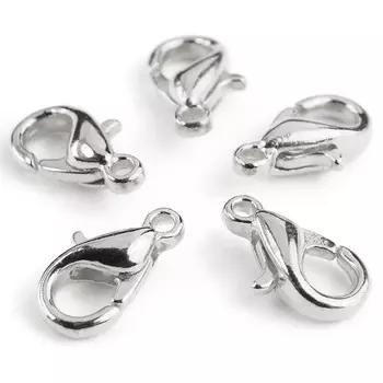 OTH1506 Замок карабин, 10мм, 5шт/уп, Астра (серебро)