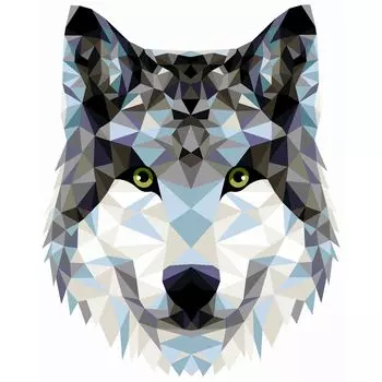 P004 Набор для рисования по номерам 'Волк' (полигональный стиль) 40*50см