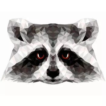 P006 Набор для рисования по номерам 'Енот' (полигональный стиль) 40*50см