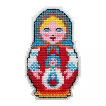 П-0001 Набор для вышивания на пластиковой канве Hobby &amp; Pro Kids 'Матрешка', 7,5*13 см