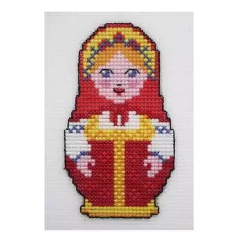 П-0011 Набор для вышивания на пластиковой канве Hobby &amp; Pro Kids 'Матрешка в кокошнике', 7,5*13 см
