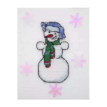 П-0020 Набор для вышивания на пластиковой канве Hobby &amp; Pro Kids ' Снеговик', 10*5,5 см