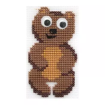 П-0027 Набор для вышивания на пластиковой канве Hobby &amp; Pro Kids 'Мишутка', 9,5*5,5 см