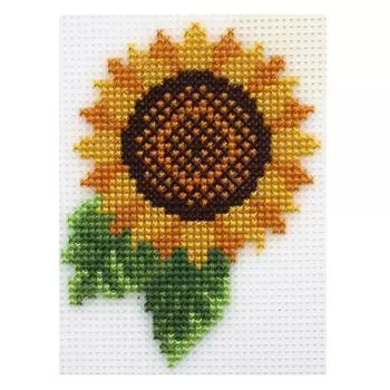 П-0035 Набор для вышивания на пластиковой канве Hobby &amp; Pro Kids 'Подсолнух', 9,5*12 см