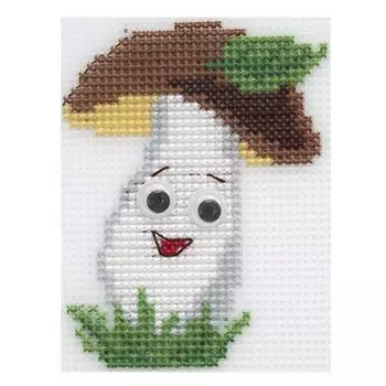 П-0037 Набор для вышивания на пластиковой канве Hobby &amp; Pro Kids 'Грибочек', 8*10 см