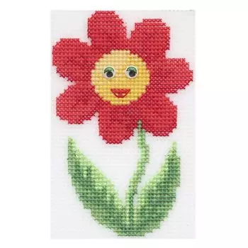П-0039 Набор для вышивания на пластиковой канве Hobby &amp; Pro Kids 'Цветочек', 8,5*13,5 см