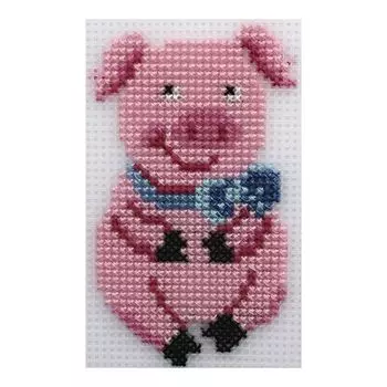 П-0041 Набор для вышивания на пластиковой канве Hobby &amp; Pro Kids 'Свинка', 6,5*11,3 см