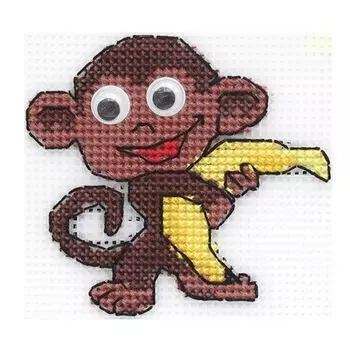 П-0043 Набор для вышивания на пластиковой канве Hobby &amp; Pro Kids 'Мартышка', 9*8 см