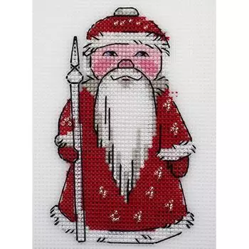 П-0044 Набор для вышивания на пластиковой канве Hobby &amp; Pro Kids 'Дед Мороз', 9,5*14,5 см