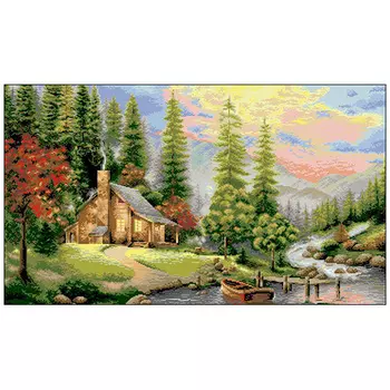 П-043 Канва с рисунком 'Гелиос' 'Берег реки', 43,5х72,5 см