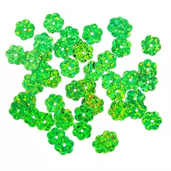 Пайетки 'цветочки', 10 мм, упак./10 гр., Astra&amp;Craft (50104 зеленый голограмма)
