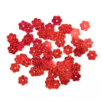 Пайетки 'цветочки', 10 мм, упак./10 гр., Astra&amp;Craft (50103 красный голограмма)