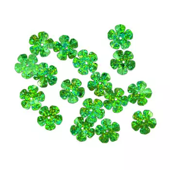 Пайетки 'цветочки', 16 мм, упак./10 гр., 'Астра' (50104 зеленый голограмма)