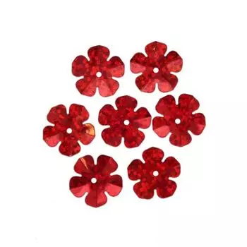 Пайетки 'цветочки', 16 мм, упак./10 гр., 'Астра' (50103 красный голограмма)