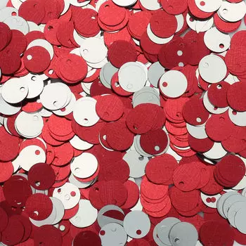 Пайетки двусторонние 6мм, Astra&amp;Craft 10гр (2437 красный-серебро)