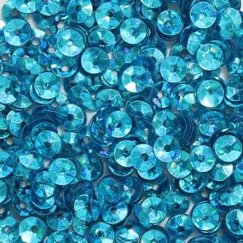 Пайетки граненые объемные (чаша), #8, 4мм, 10гр Astra&amp;Craft (50132 голубой голографик)