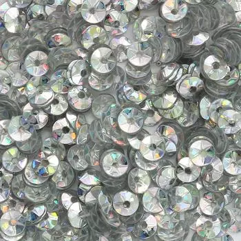 Пайетки граненые объемные (чаша), #8, 4мм, 10гр Astra&amp;Craft (50112 серебро голографик)