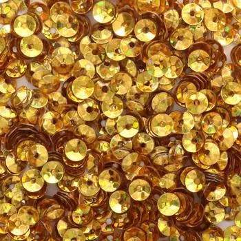 Пайетки граненые объемные (чаша), #8, 4мм, 10гр Astra&amp;Craft (50114 золото голографик)