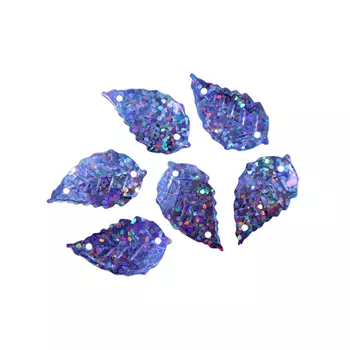Пайетки 'листочки', 13*25 см, упак./10 гр., 'Астра' (50126 сиреневый голограмма)