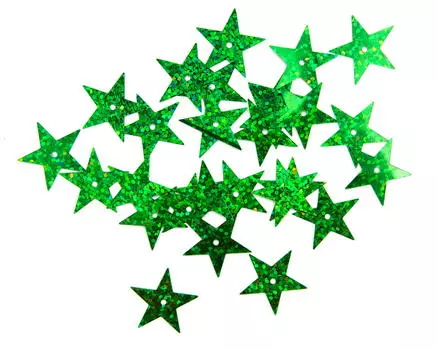 Пайетки 'звездочки', 20 мм, упак./10 гр., 'Астра' (50104 зеленый голограмма)