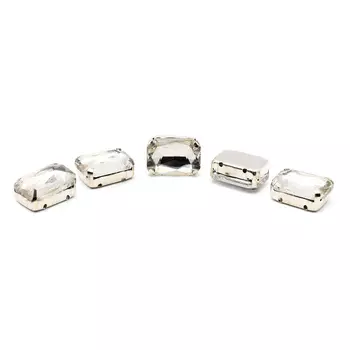 ПЦ001НН1014 Хрустальные стразы в цапах прямоугольные (серебро) белый 10*14мм, 5шт/упак Astra&amp;Craft