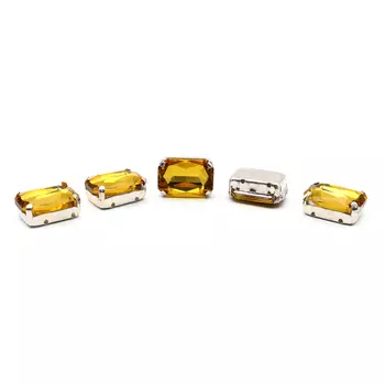 ПЦ002НН1014 Хрустальные стразы в цапах прямоугольные (серебро) желтый 10*14мм, 5шт/упак Astra&amp;Craft