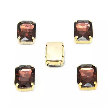 ПЦ004НН1014 Хрустальные стразы в цапах прямоугольные (золото) бургунди 10*14мм, 5шт/упак Astra&amp;Craft