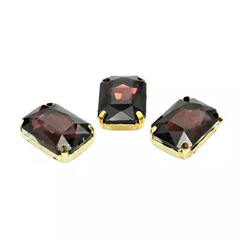 ПЦ004НН1318 Хрустальные стразы в цапах прямоугольные (золото) бургунди 13*18мм, 3шт/упак Астра