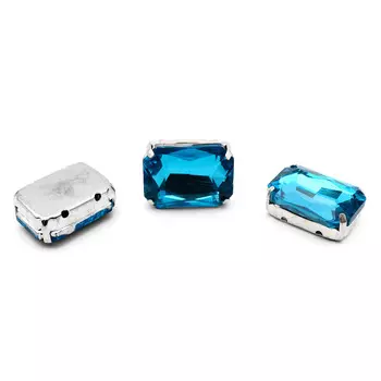 ПЦ008НН1318 Хрустальные стразы в цапах прямоугольные (серебро) ярко-голубой 13*18мм, 3шт/упак Astra&amp;Craft