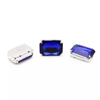 ПЦ009НН1318 Хрустальные стразы в цапах прямоугольные (серебро) сапфир 13*18мм, 3шт/упак Astra&amp;Craft