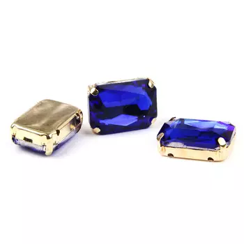 ПЦ009НН1318 Хрустальные стразы в цапах прямоугольные (золото) сапфир 13*18мм, 3шт/упак Astra&amp;Craft