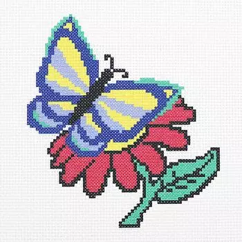 ПК-170 Набор (рис/канв.мулине) Hobby&amp;Pro 'Бабочка и цветочек' 22*22см