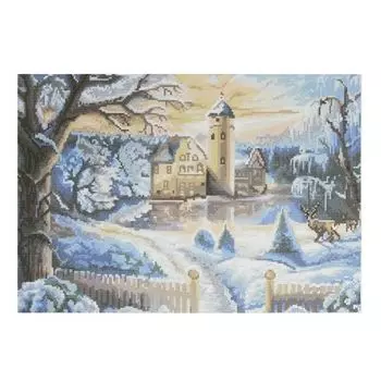 ПК-301 Набор (рис/канв. мулине) Hobby&amp;Pro 'Зимний замок', 44*35 см