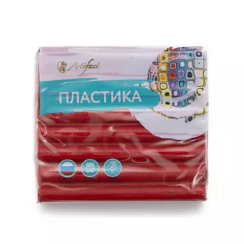 Пластика (пластилин отверждаемый) брус 56 гр. с блестками (213 красный с блестками)
