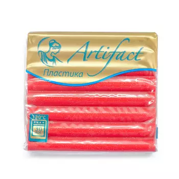 Пластика (пластилин отверждаемый) брус 56 гр. с блестками (G3581 красный с блестками)