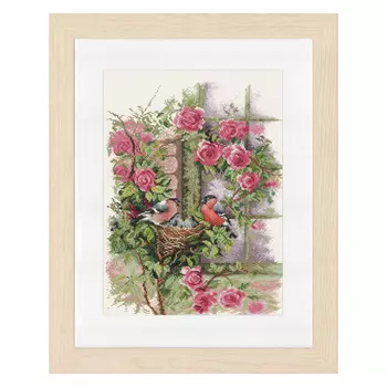 PN-0008020 Набор для вышивания LanArte 'Гнездящиеся птицы на плетистой розе' 29x39см