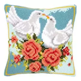 PN-0143723 Подушка Vervaco 'Влюблённые голубки' 40x40см