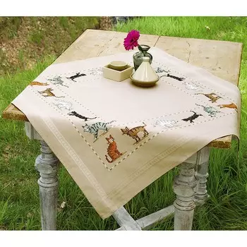 PN-0148520 Набор для вышивания скатерти Vervaco 'Разноцветные коты' 80*80см