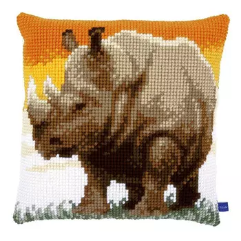 PN-0150197 VERVACO Набор для вышивания подушка 'Африканский носорог' 40х40 см