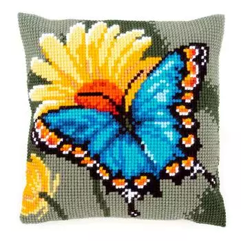 PN-0156041 Подушка Vervaco 'Бабочка и желтый цветок' 40*40см